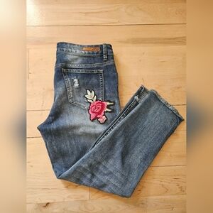 Dollhouse Blue Jeans with Pink Floral Embroidery🌷🌷🌷
